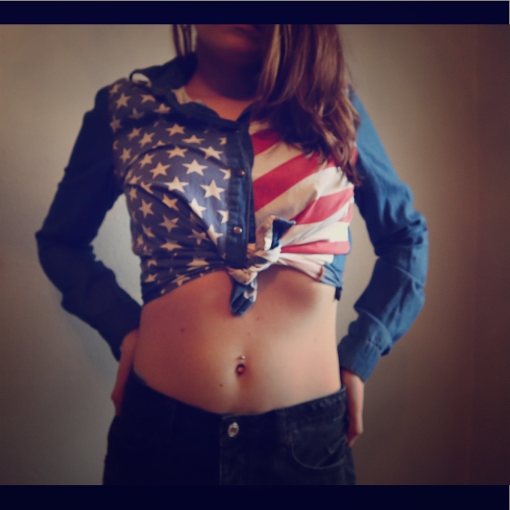 American flag button up